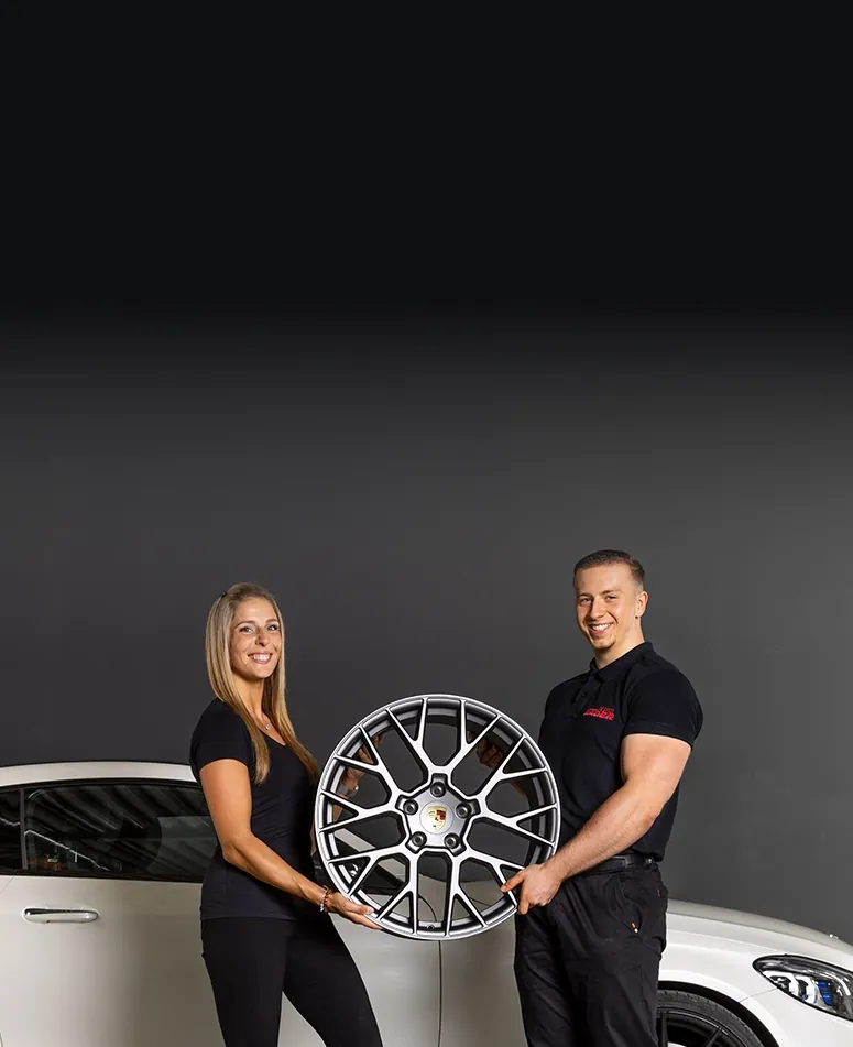 Porsche Originalfelgen verkaufen - Sport Design Felgen in Schwarz-Silber